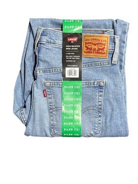 Levis Womens High-Waisted Mom Jeans 31x29 Light Wash Relaxed Fit Size 12